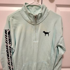 Mint green PINK half zip pullover. Size Small